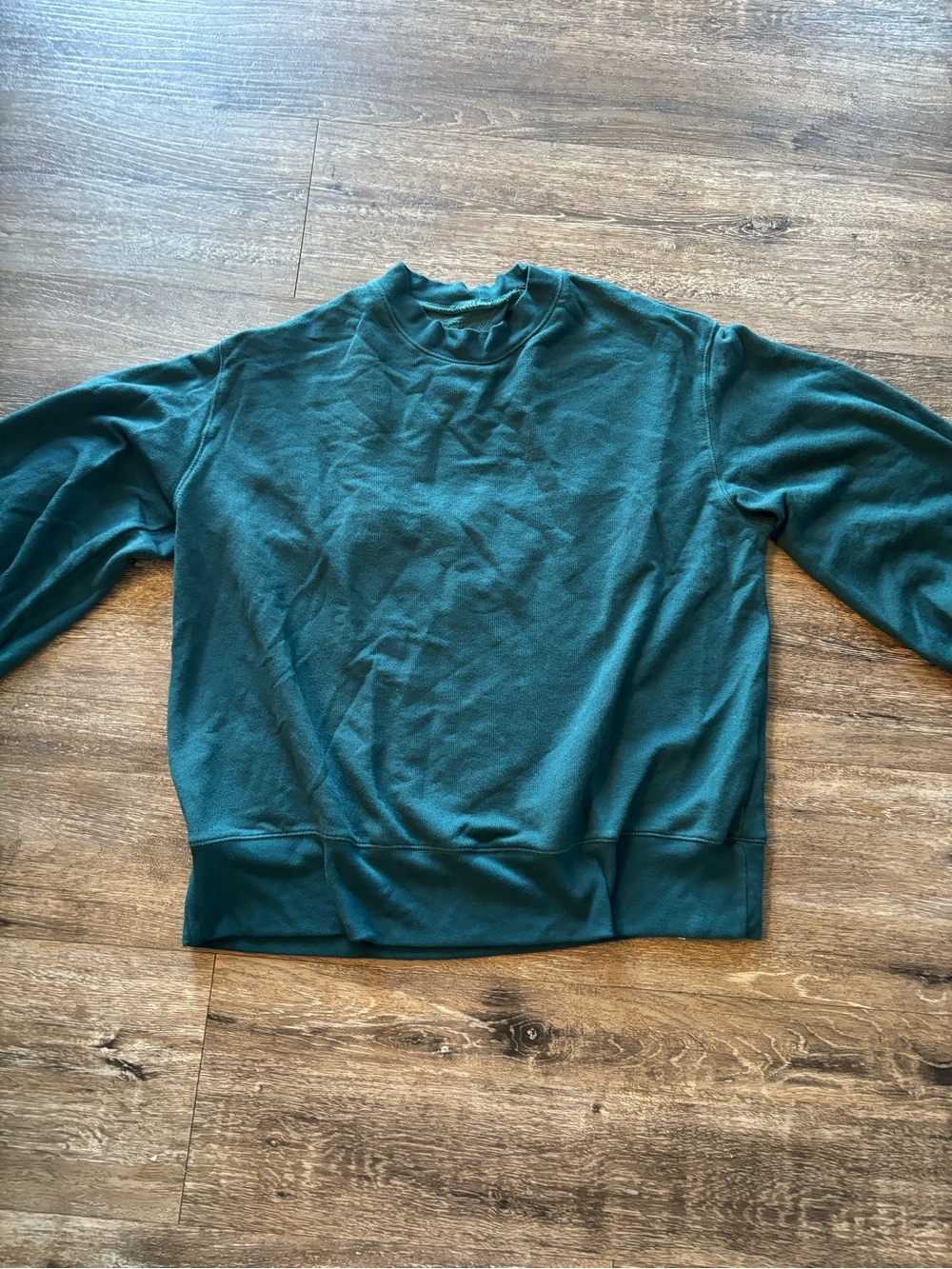 Monrow Teal Crewneck Sweater with cutout back detail